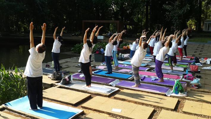 Yoga dialam terbuka, Bogor 8 May 2017